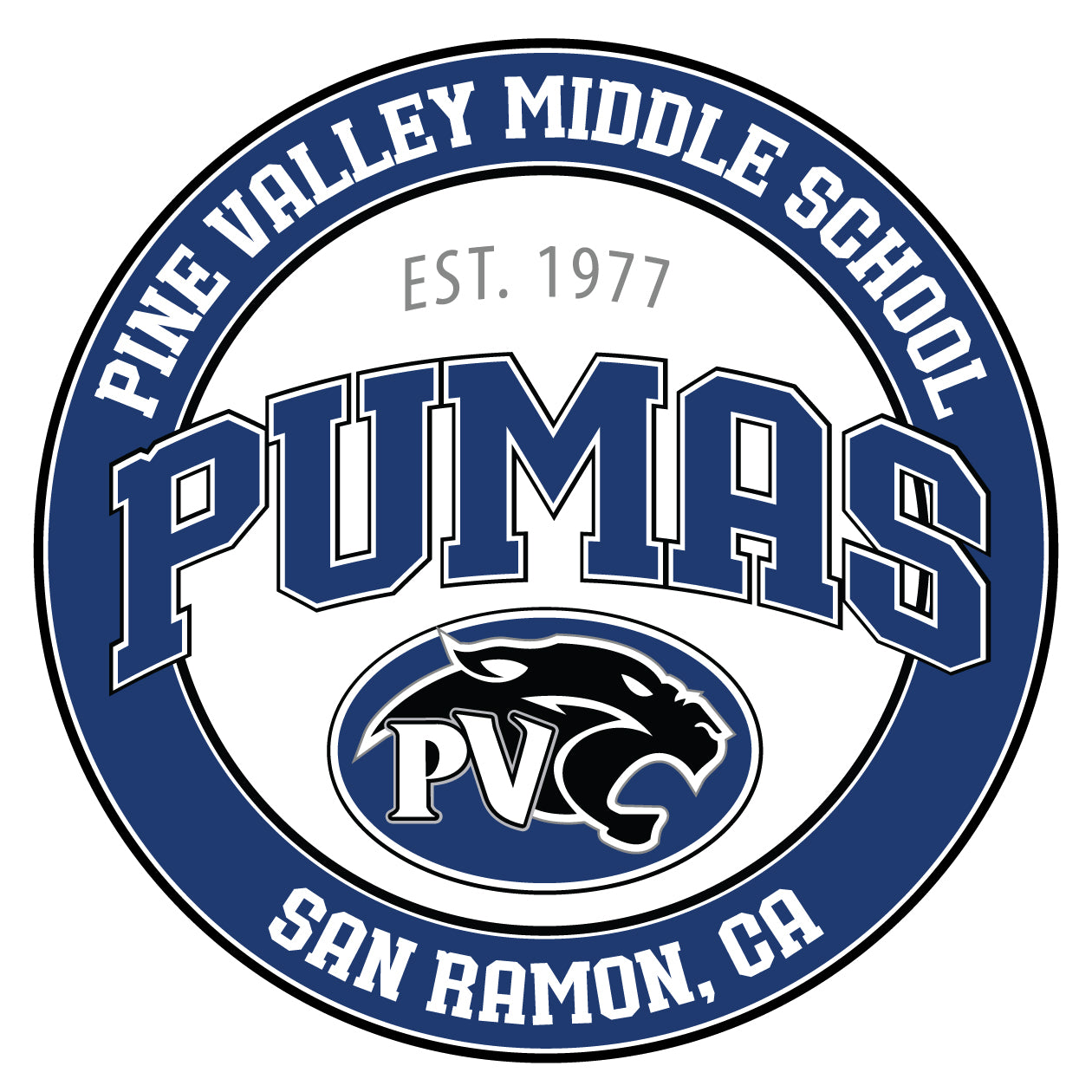 Pine Valley Middle School 'Pumas' car magnet