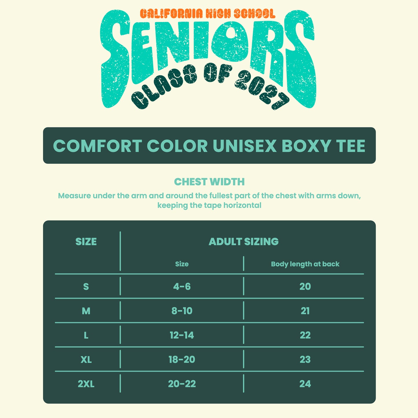 CAL HIGH SENIORS 2027 - Comfort Colors Unisex Boxy Fit Mid-Crop Tee
