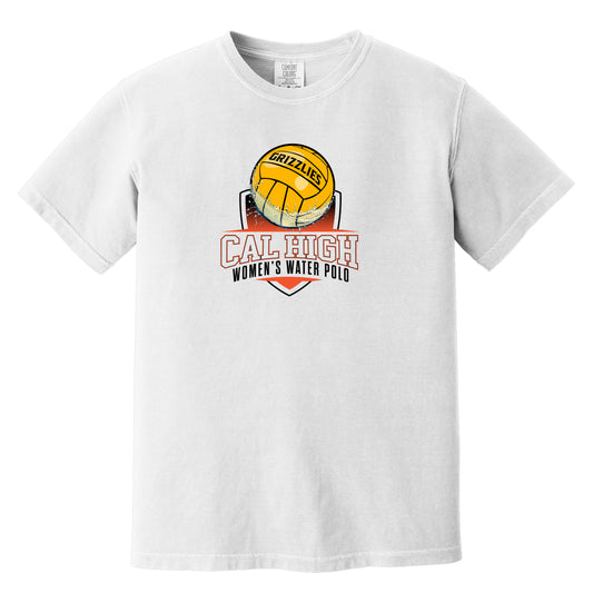Cal High Water Polo Comfort Colors Tee White (Front Shield)